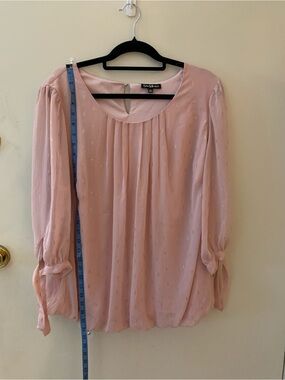Sara Michelle Blush Pink Chiffon Blouse with Tie Cuffs